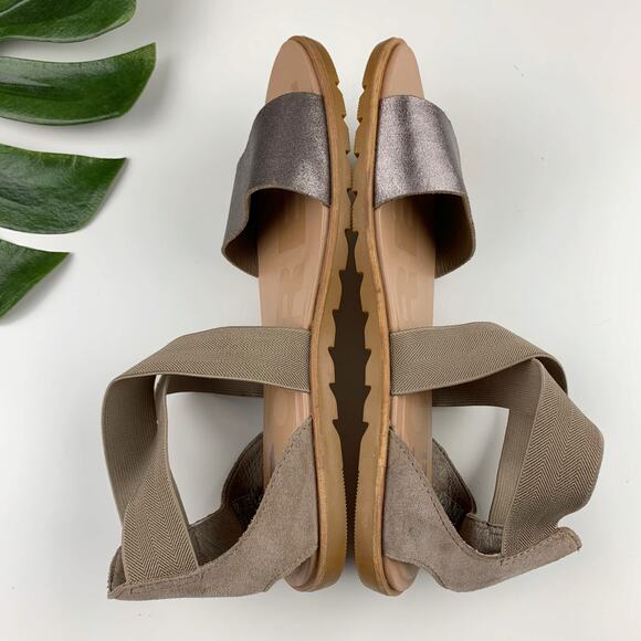 Sorel Ella II Sandals Brown Metallic Grey Strappy Flats Women's 8 - Picture 7 of 9